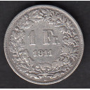 1911 - SVIZZERA 1 Franc  Argento Standing Helvetia Spl
